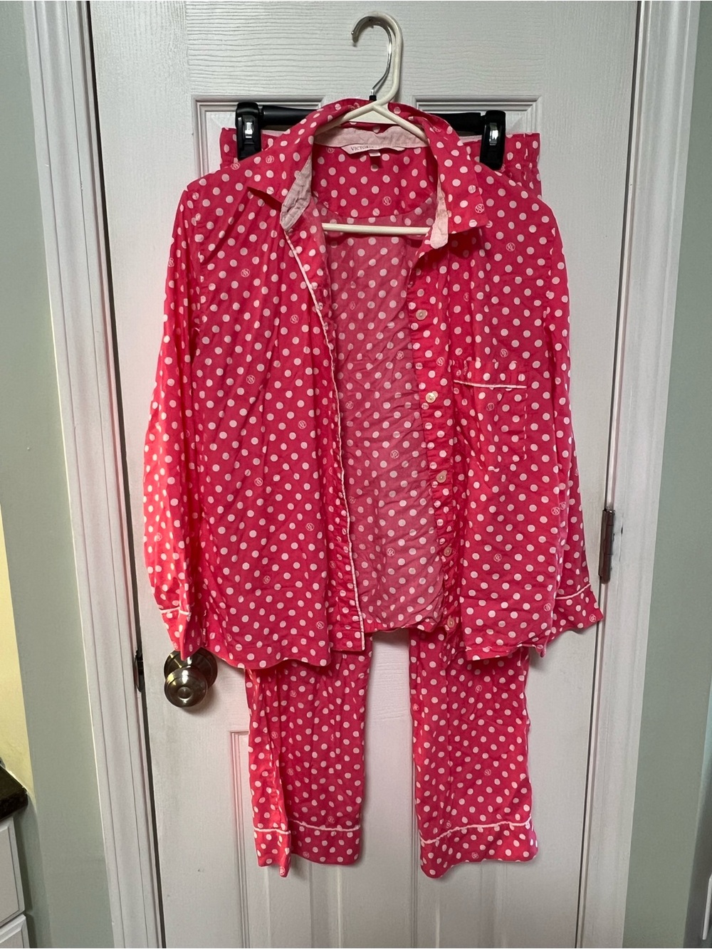 Vintage Y2K Classic Pink Polka Dot Victoria’s Secret Pajama Set